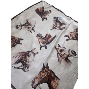 Vintage Silk Horse Head Scarf English Western Wildrag